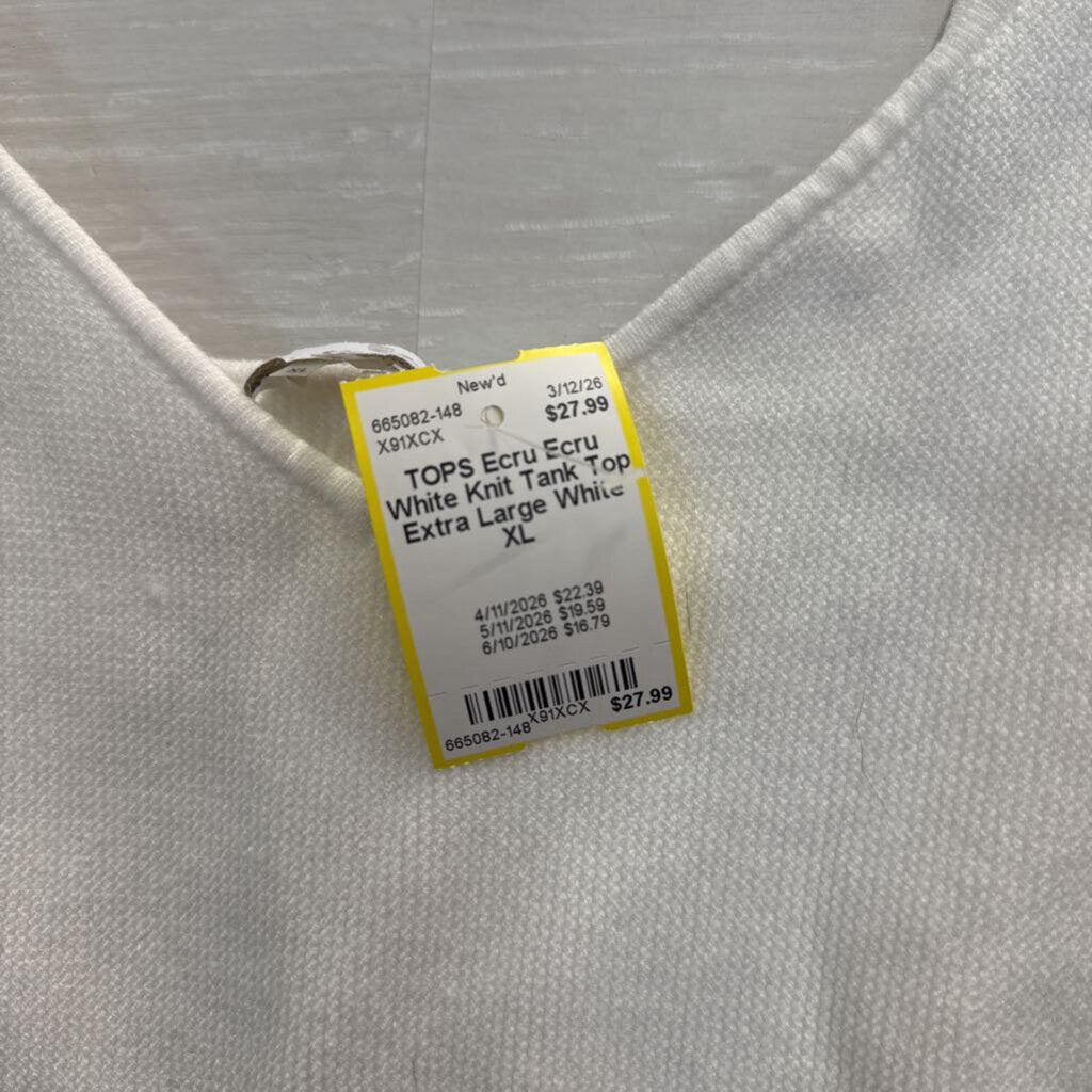 Ecru White Knit Tank Top Extra Large