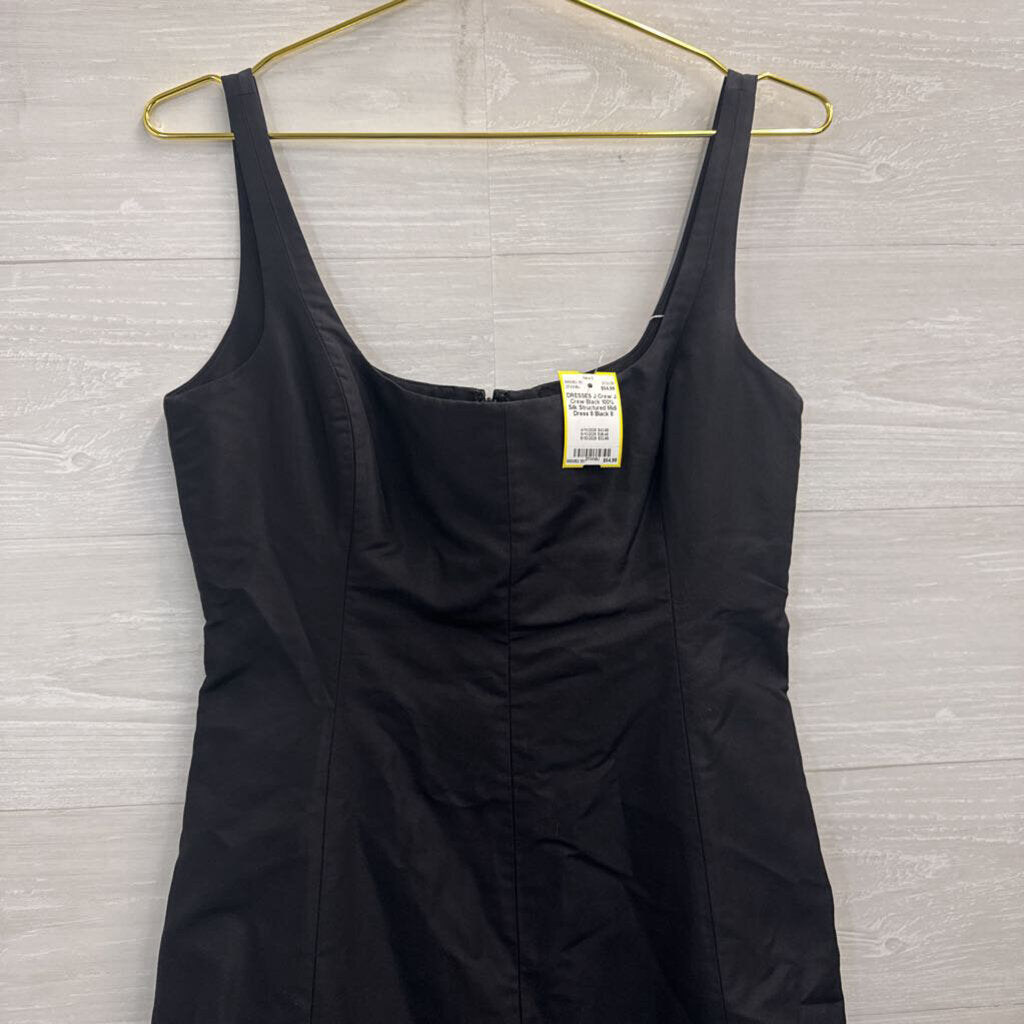 J Crew Black 100% Silk Structured Midi Dress 8