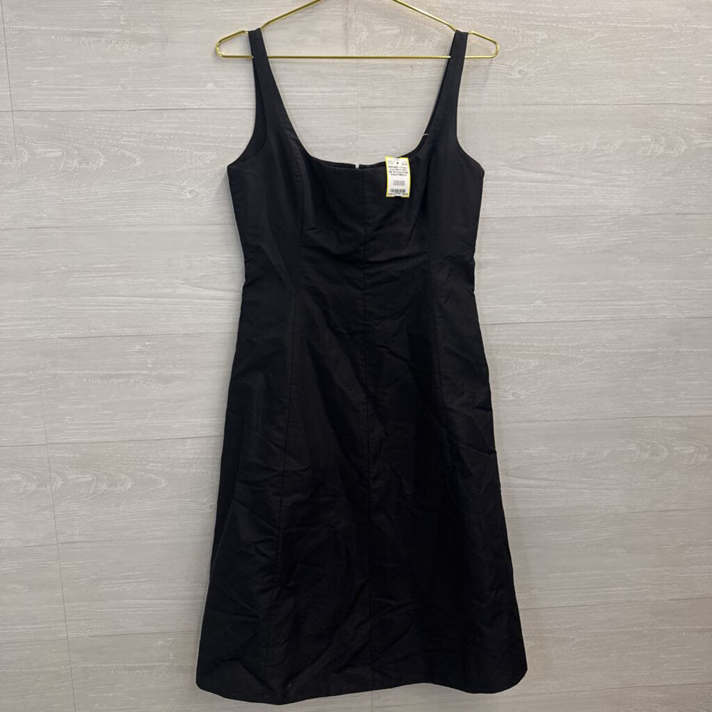 J Crew Black 100% Silk Structured Midi Dress 8