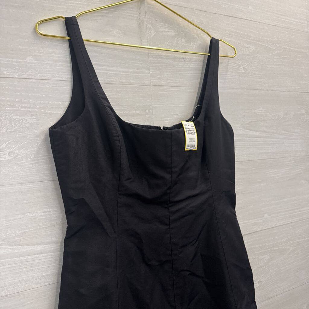 J Crew Black 100% Silk Structured Midi Dress 8