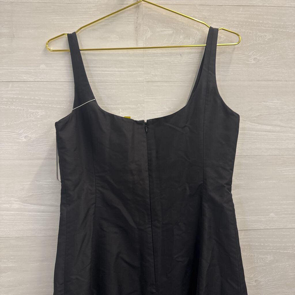 J Crew Black 100% Silk Structured Midi Dress 8