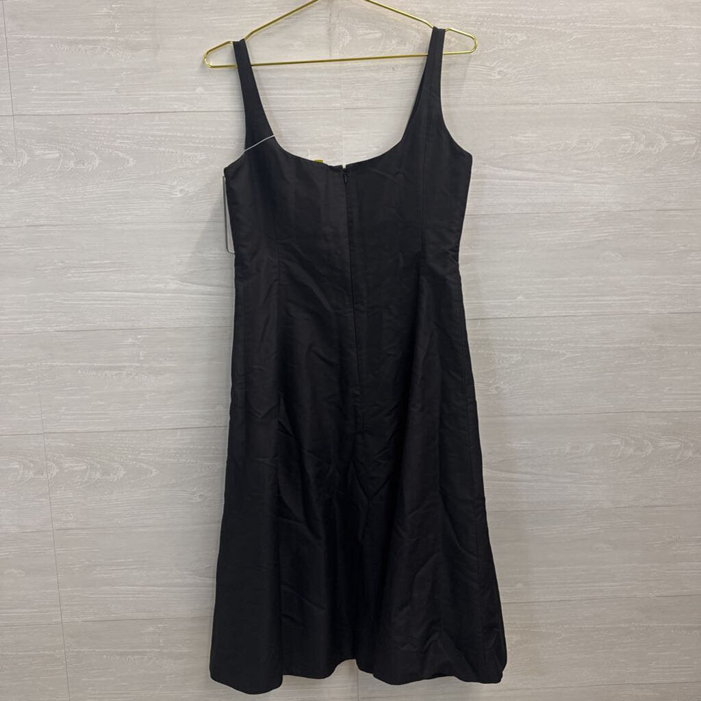 J Crew Black 100% Silk Structured Midi Dress 8