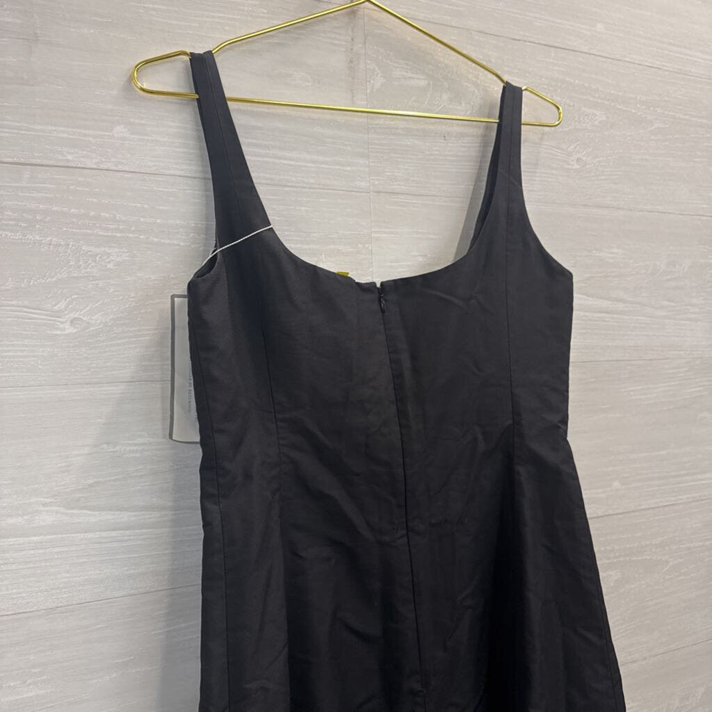 J Crew Black 100% Silk Structured Midi Dress 8