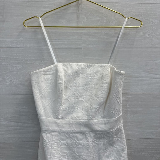 Vineyard Vines White Textured Ruffle Hem Strapless Dress 00