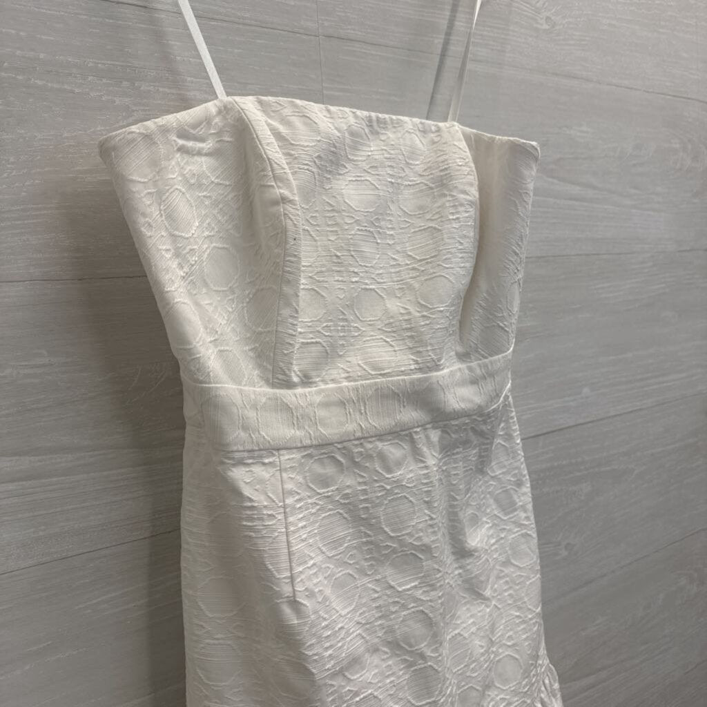 Vineyard Vines White Textured Ruffle Hem Strapless Dress 00