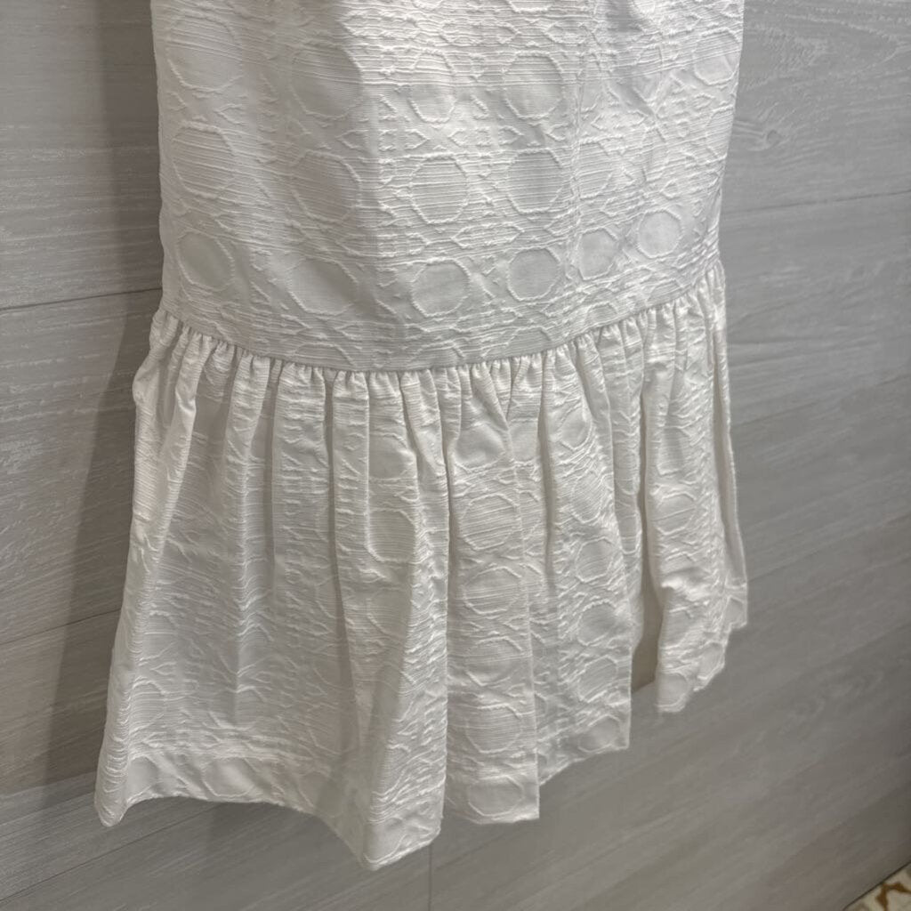 Vineyard Vines White Textured Ruffle Hem Strapless Dress 00