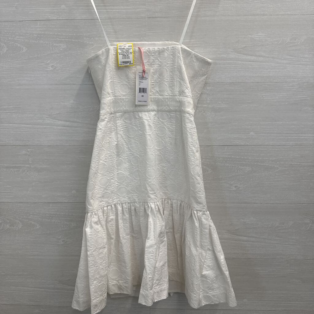 Vineyard Vines White Textured Ruffle Hem Strapless Dress 00