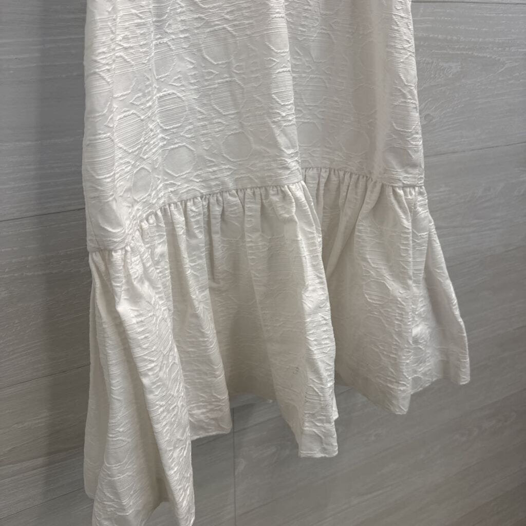 Vineyard Vines White Textured Ruffle Hem Strapless Dress 00