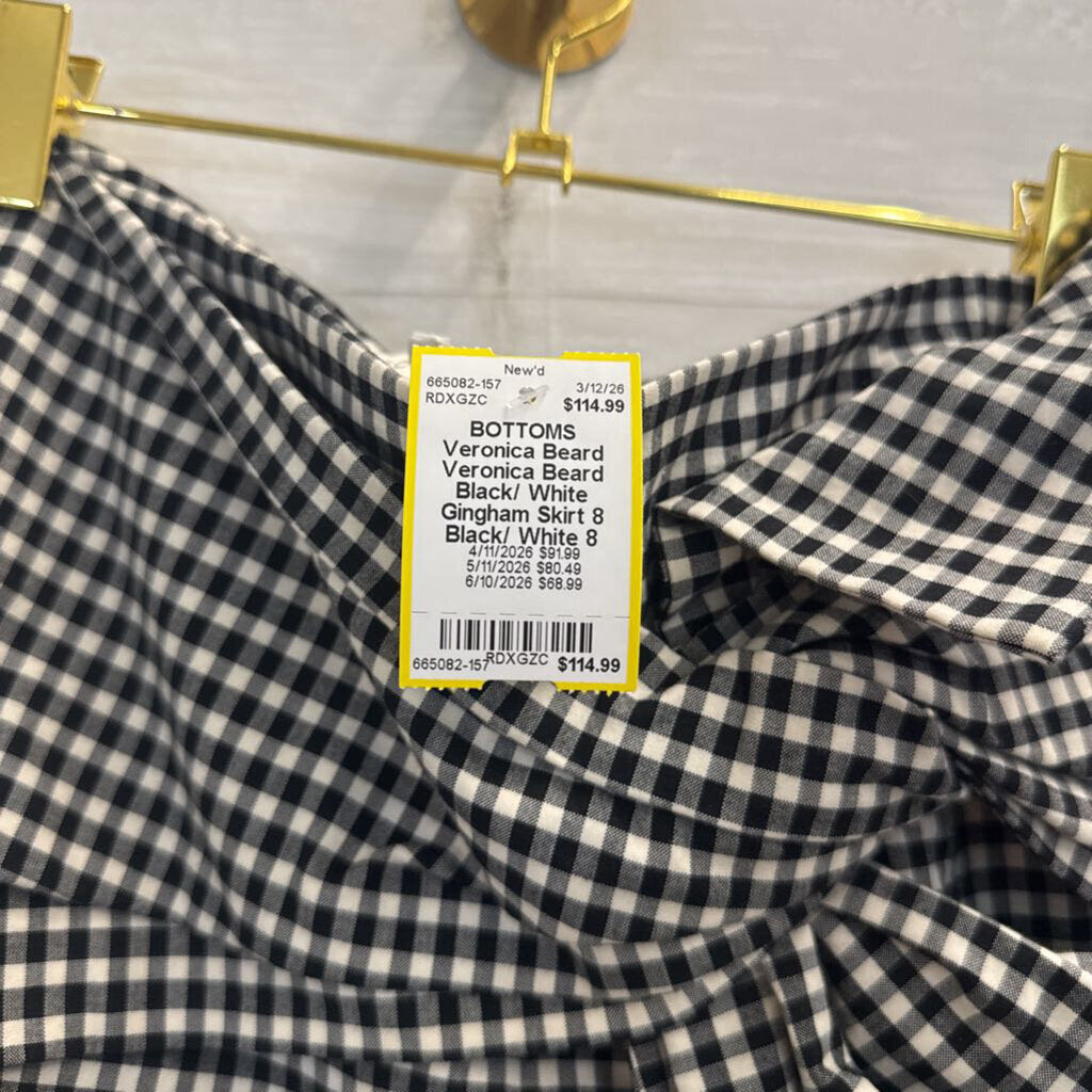 Veronica Beard Black/ White Gingham Skirt 8