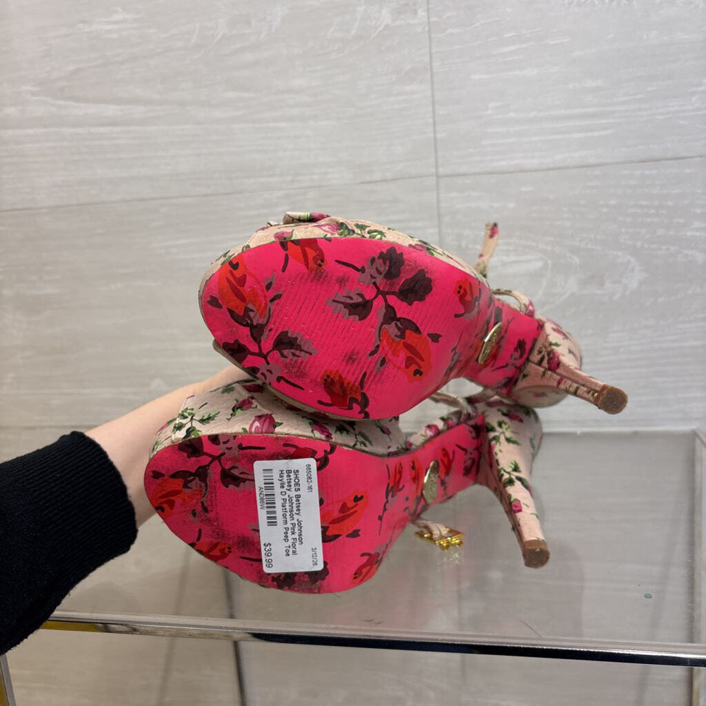 Betsey Johnson Pink Floral Haylie D Platform Peep Toe Heels 7