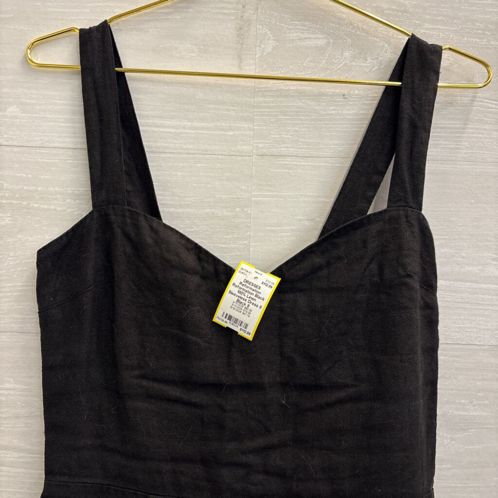 Reformation Black 100% Linen Sleeveless Dress 8