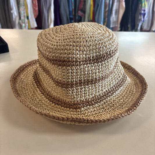 Brown Woven Straw Bucket Hat