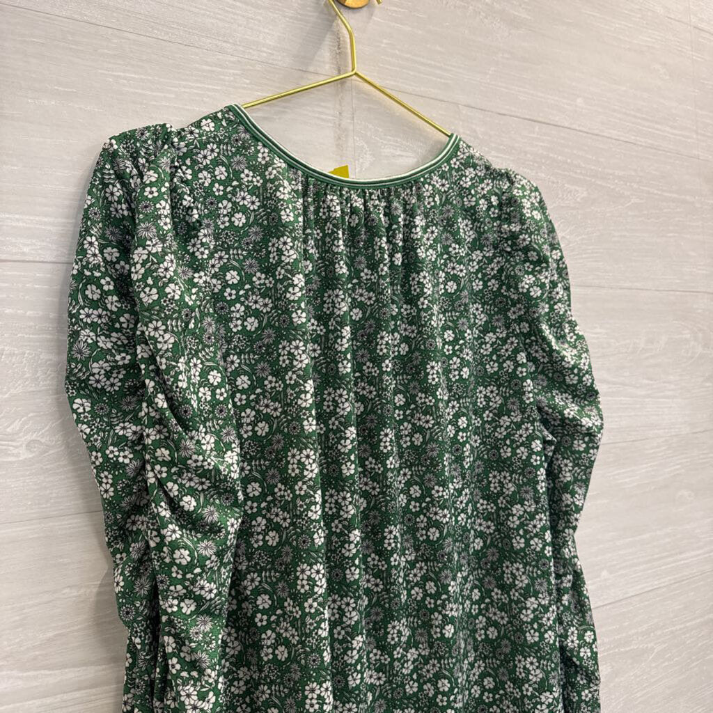 Max Studio Green/ White Floral Print Short Ruffle Sleeve Top 1X