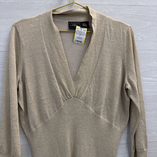 B Moss Gold Shimmer Knit Long Sleeve Top Extra Large