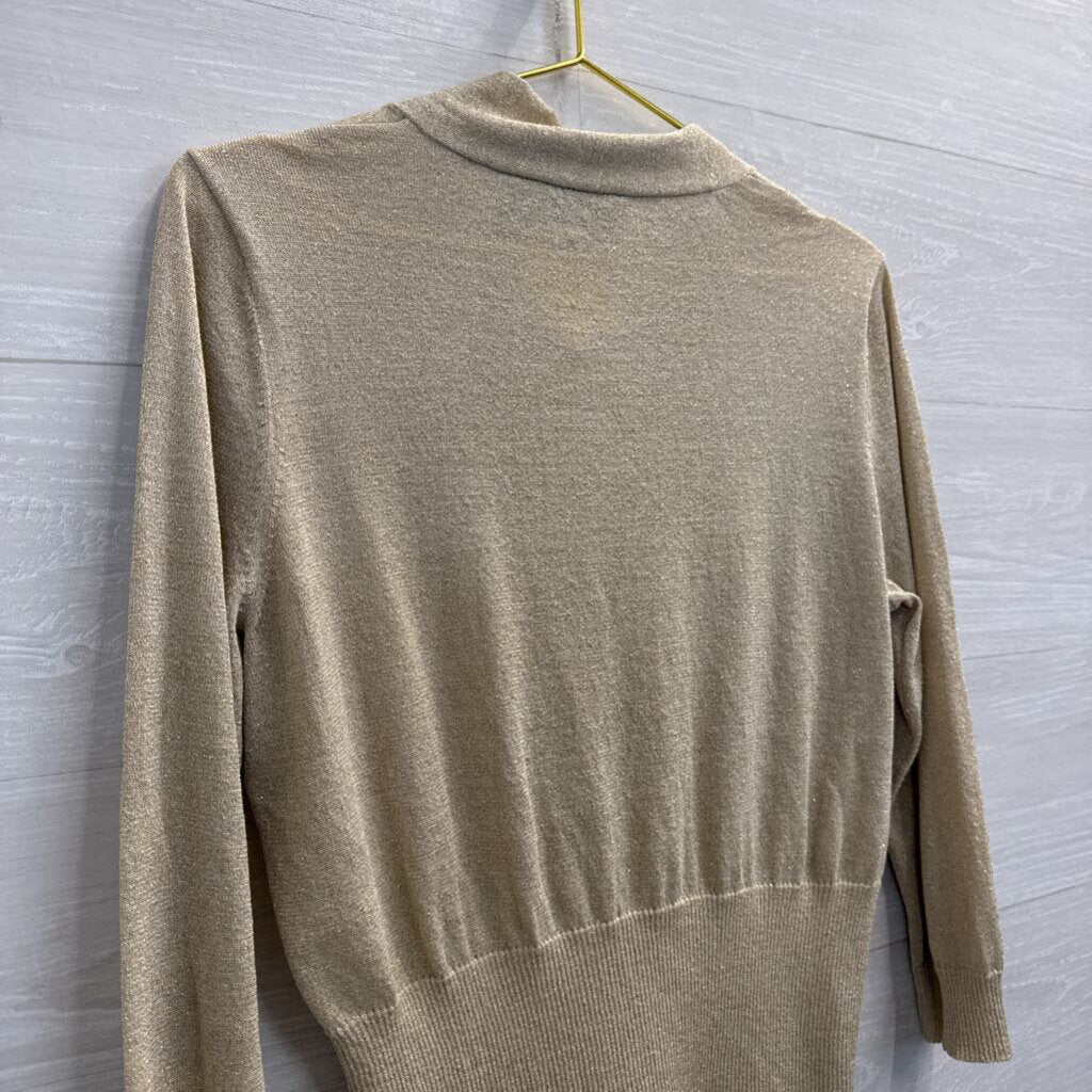 B Moss Gold Shimmer Knit Long Sleeve Top Extra Large