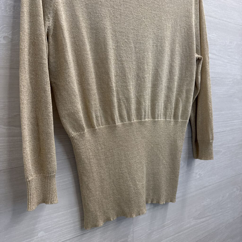B Moss Gold Shimmer Knit Long Sleeve Top Extra Large