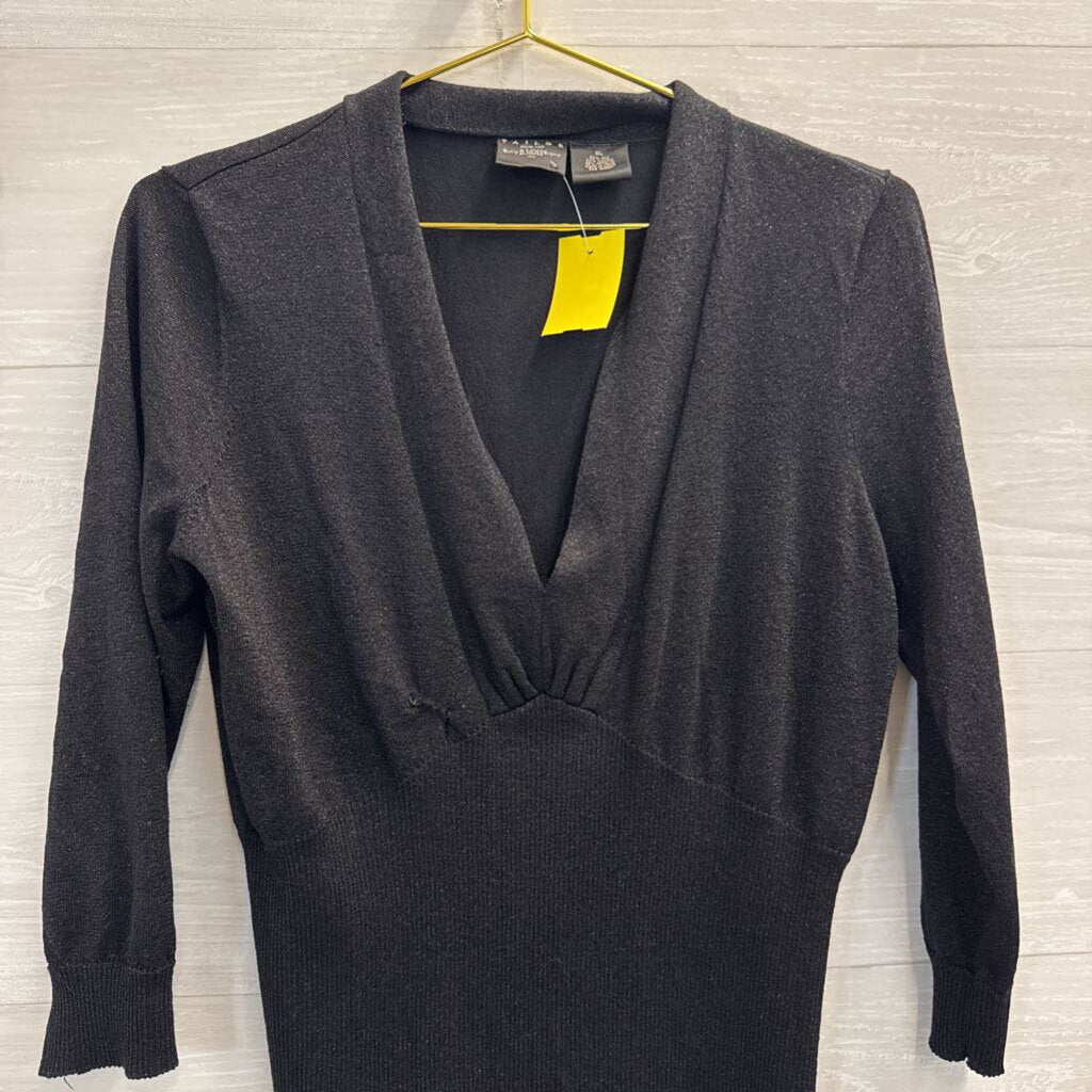 B Moss Black Shimmer Knit Long Sleeve Top Extra Large
