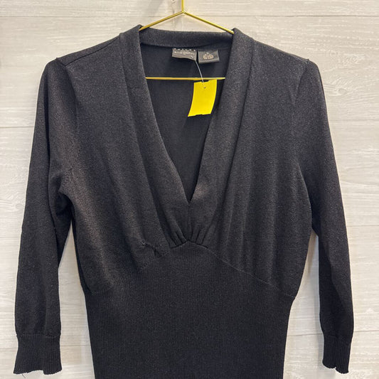 B Moss Black Shimmer Knit Long Sleeve Top Extra Large