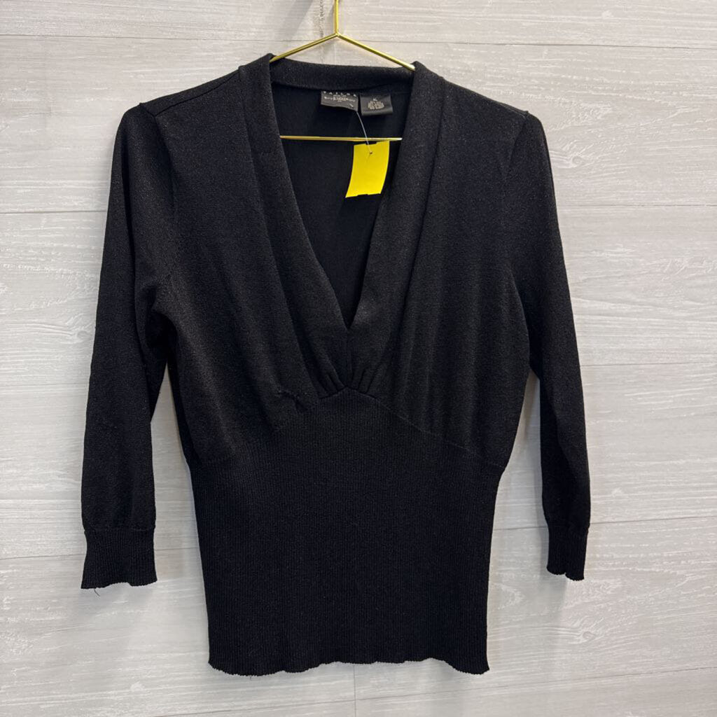 B Moss Black Shimmer Knit Long Sleeve Top Extra Large