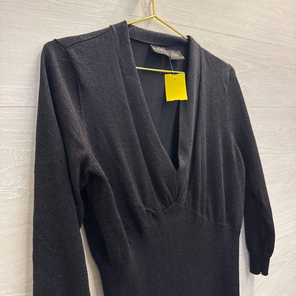 B Moss Black Shimmer Knit Long Sleeve Top Extra Large