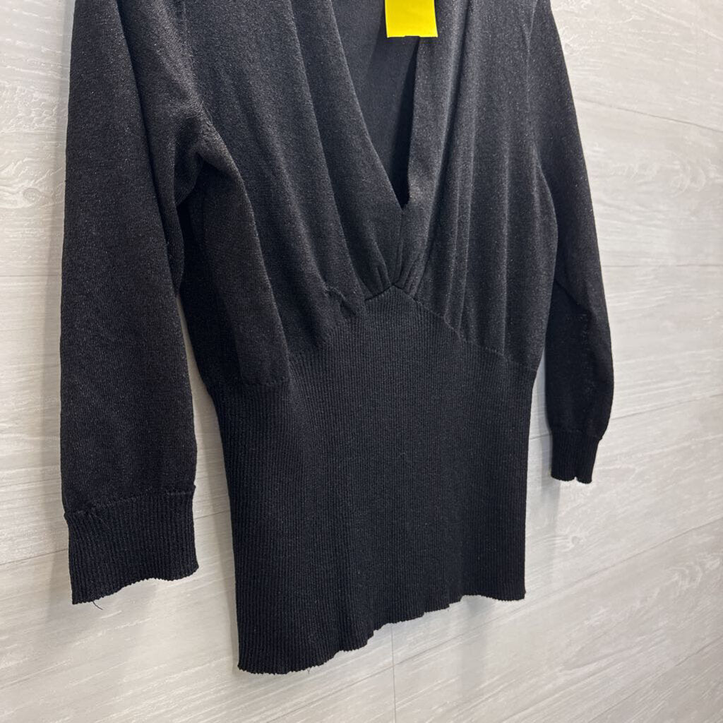 B Moss Black Shimmer Knit Long Sleeve Top Extra Large