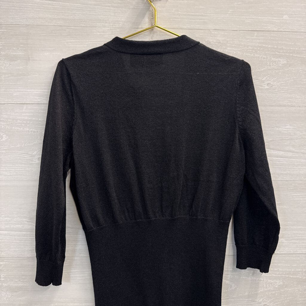 B Moss Black Shimmer Knit Long Sleeve Top Extra Large