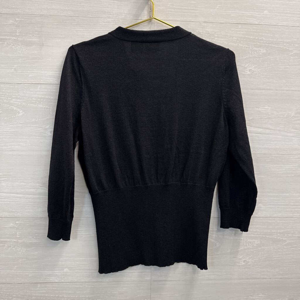 B Moss Black Shimmer Knit Long Sleeve Top Extra Large