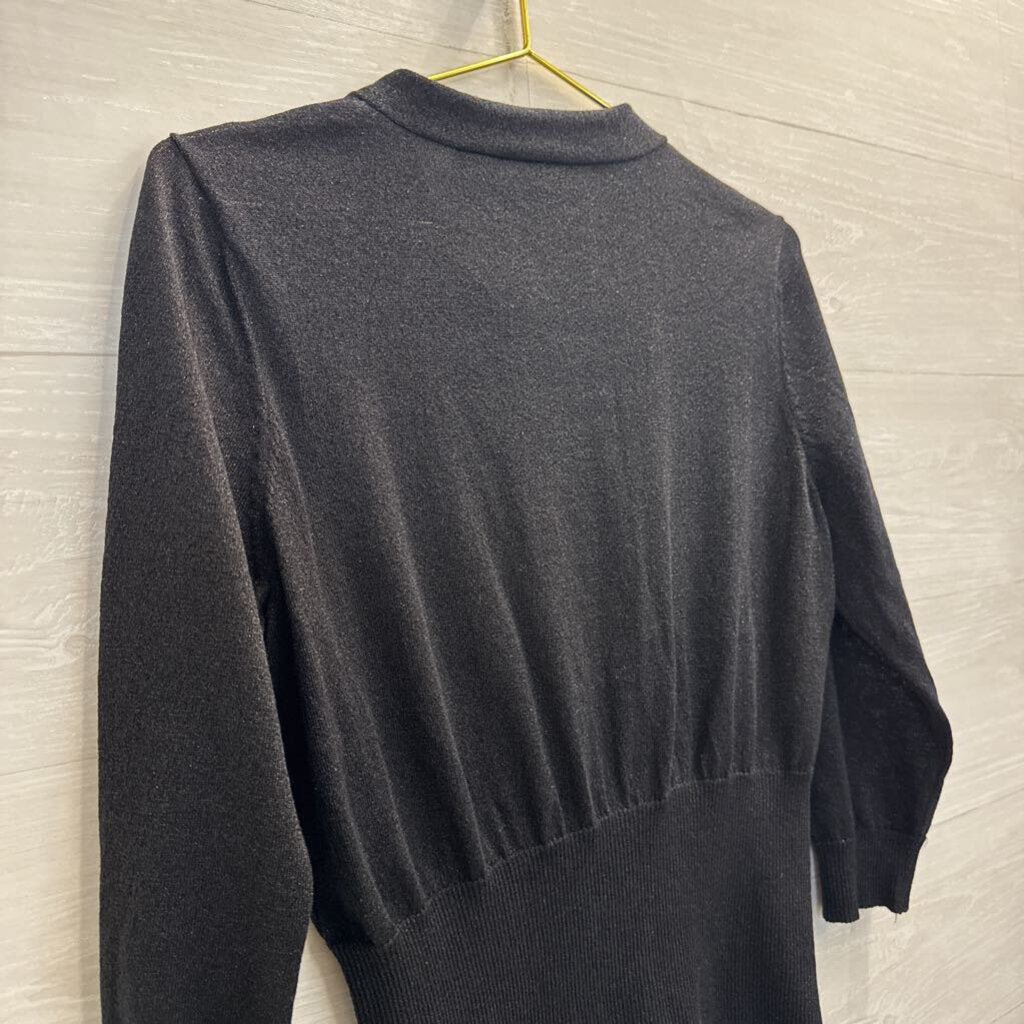 B Moss Black Shimmer Knit Long Sleeve Top Extra Large