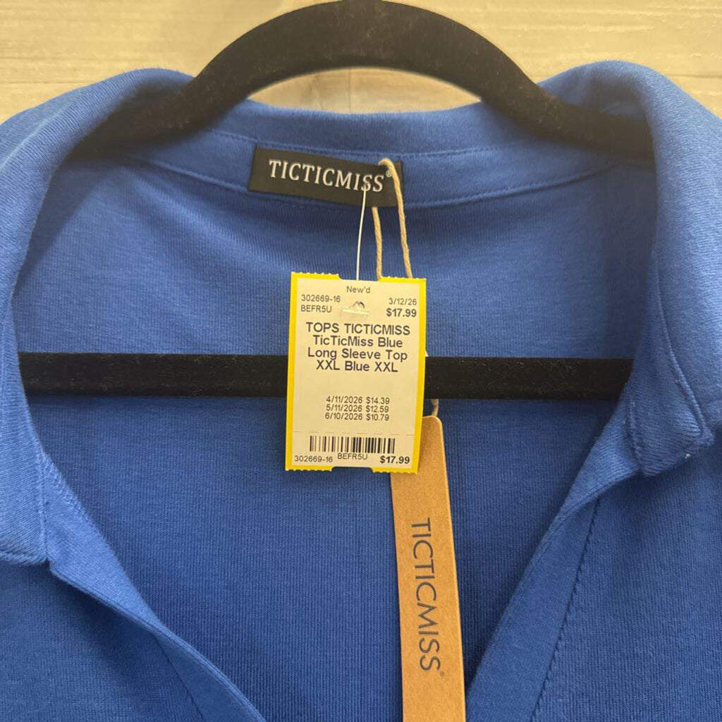 TicTicMiss Blue Long Sleeve Top XXL