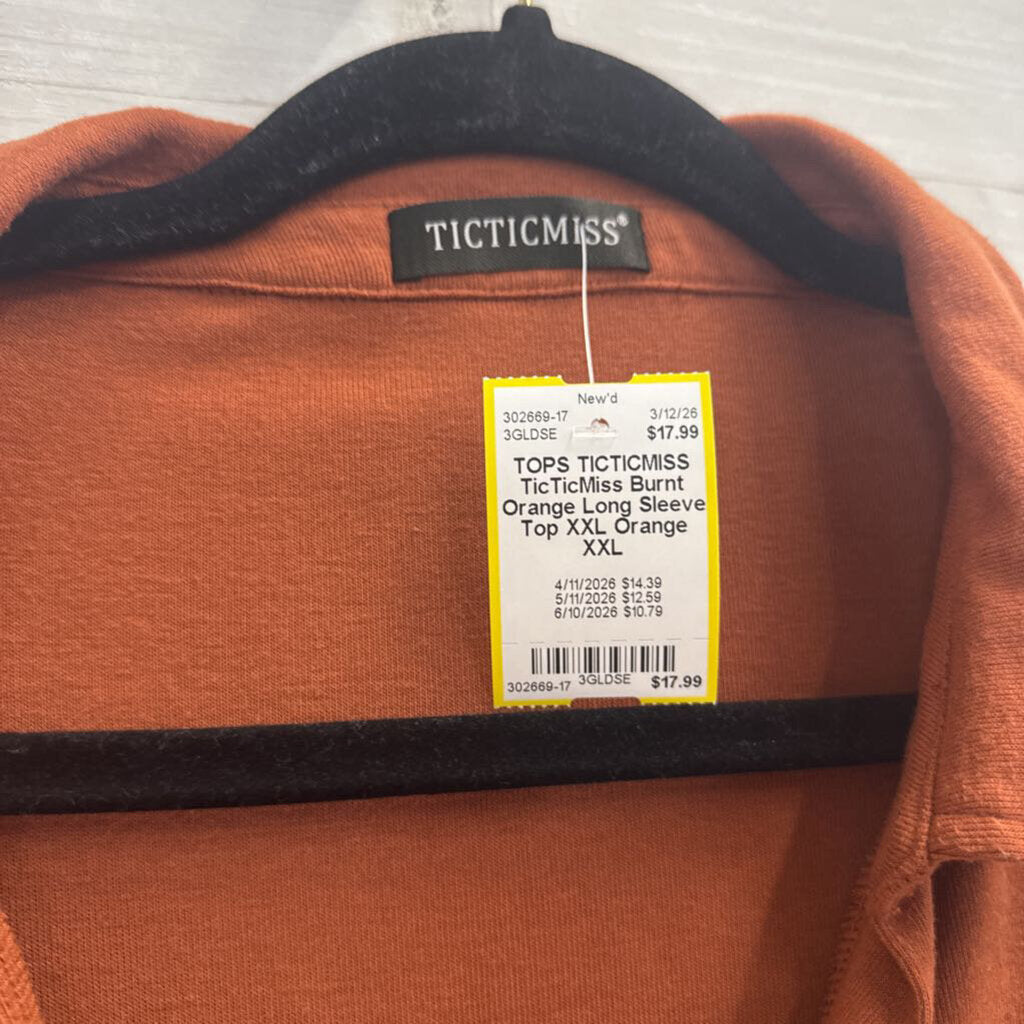 TicTicMiss Burnt Orange Long Sleeve Top XXL