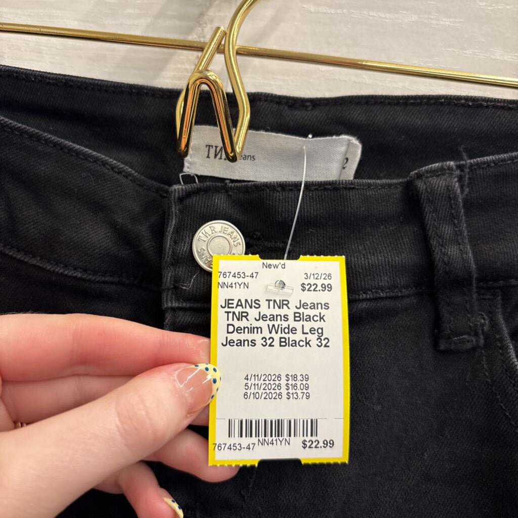 TNR Jeans Black Denim Wide Leg Jeans 32