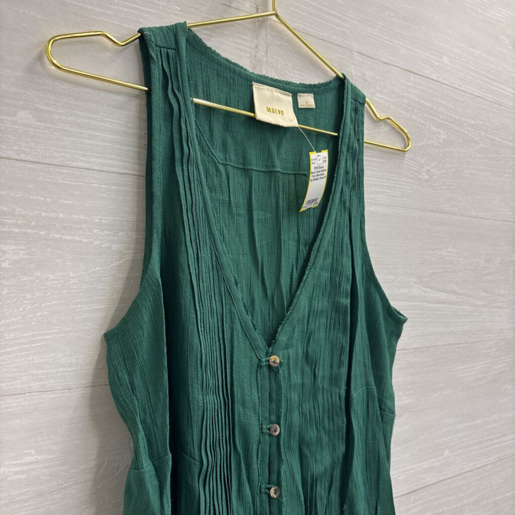 Maeve Green Button Front Sleeveless Top Medium
