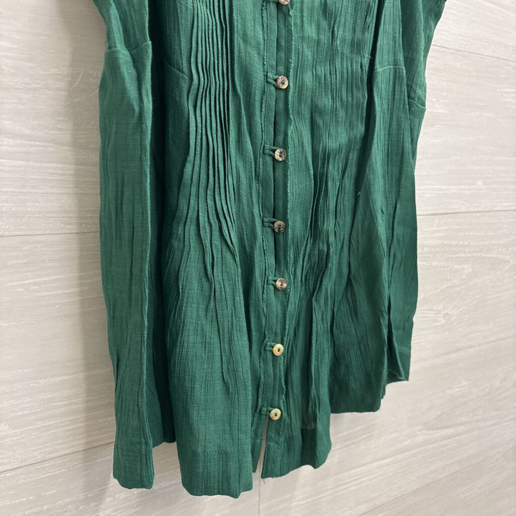 Maeve Green Button Front Sleeveless Top Medium