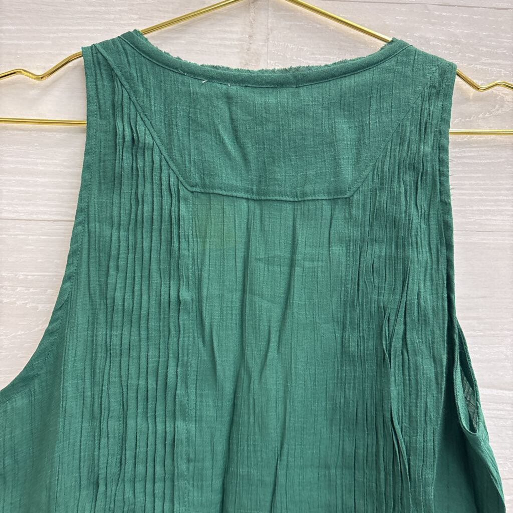 Maeve Green Button Front Sleeveless Top Medium