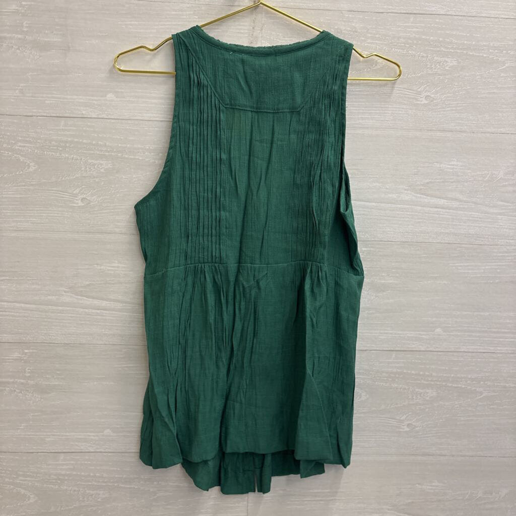 Maeve Green Button Front Sleeveless Top Medium