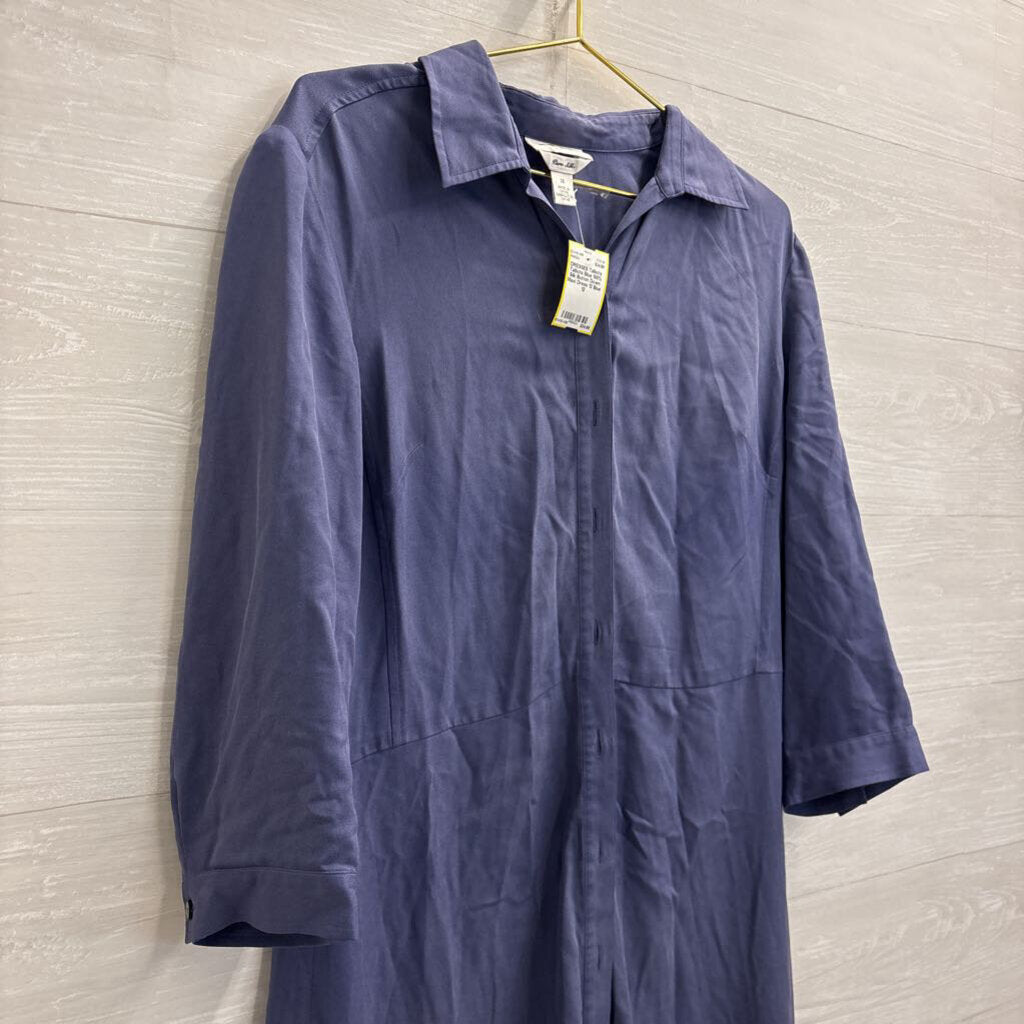 Talbots Blue 100% Silk Button Down Maxi Dress 12