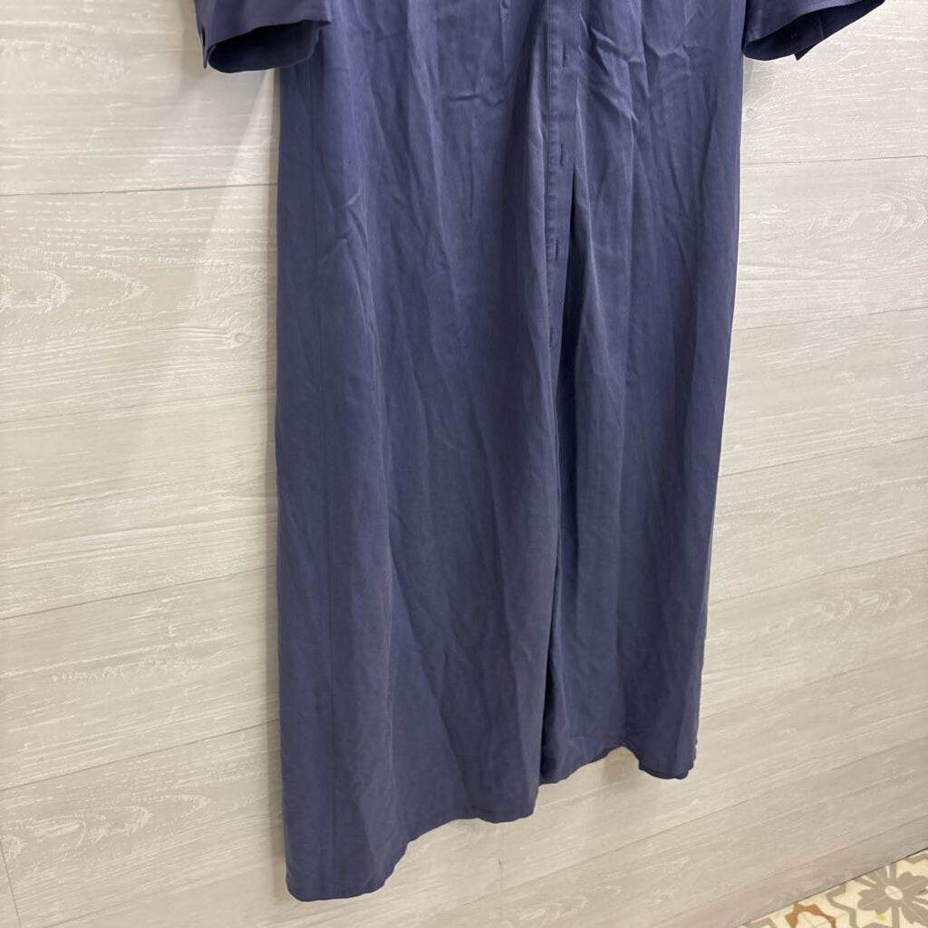Talbots Blue 100% Silk Button Down Maxi Dress 12
