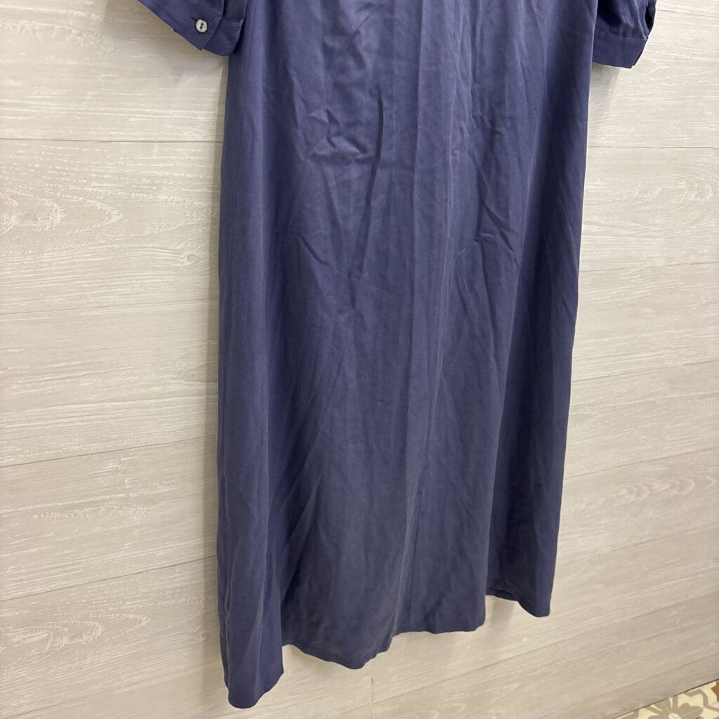 Talbots Blue 100% Silk Button Down Maxi Dress 12