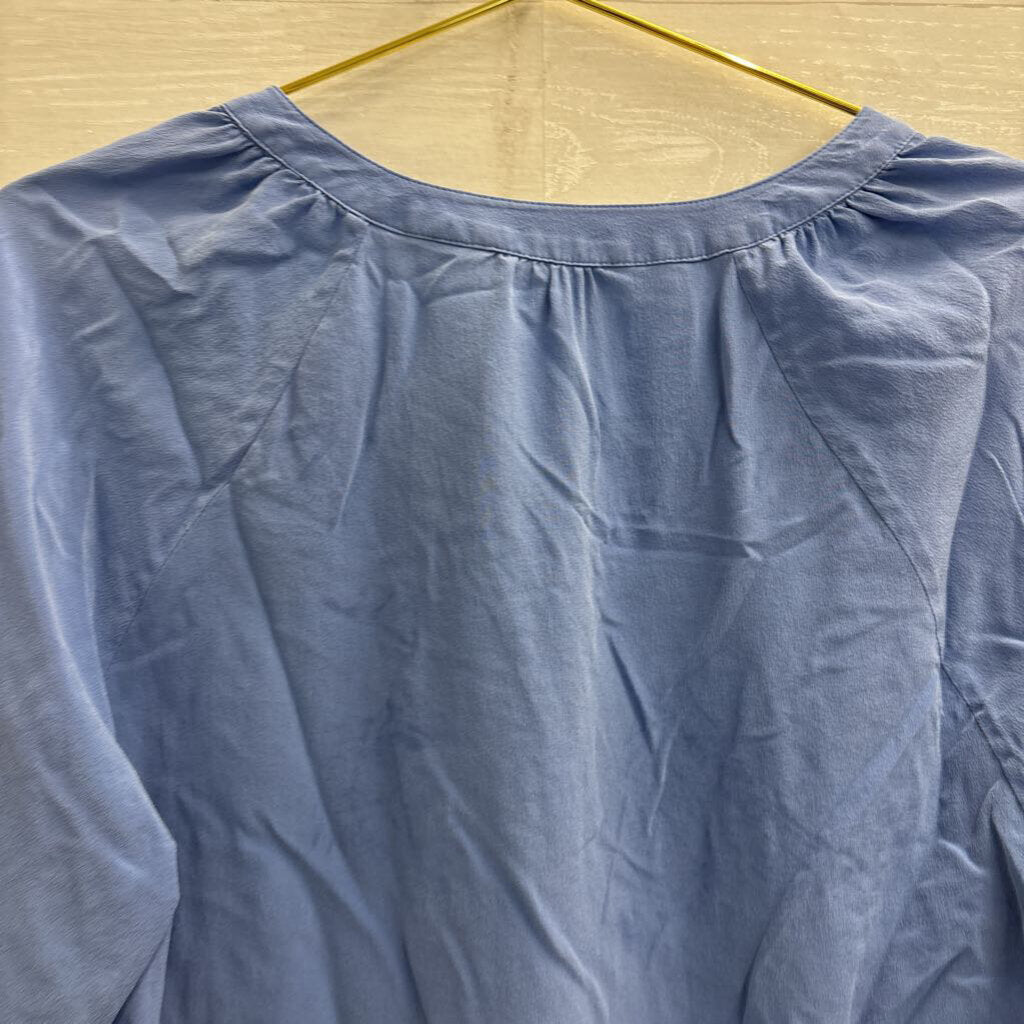 Max Studio Blue 100% Silk Long Sleeve Top Extra Large