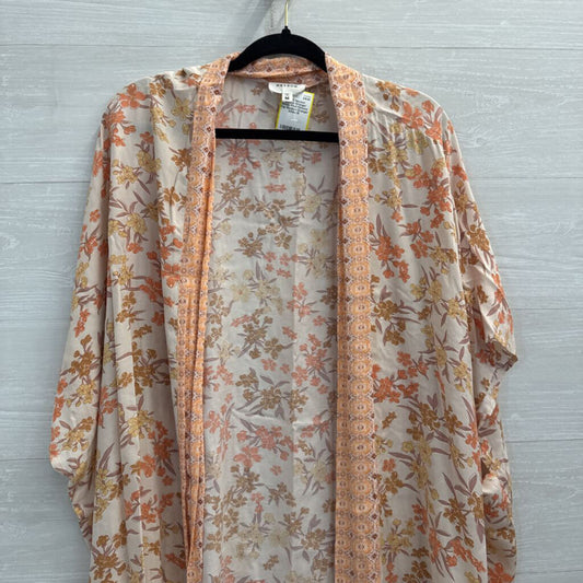 Heyson Orange/ White Print Kimono Top Medium