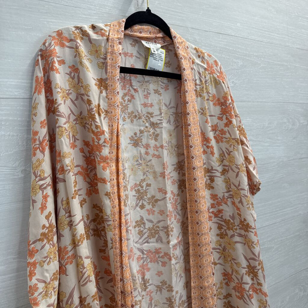 Heyson Orange/ White Print Kimono Top Medium