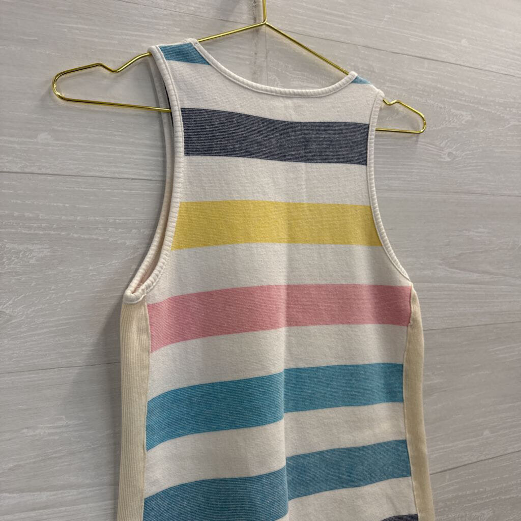 Splendid x Gray Malin White/ Multi Striped Sleeveless Dress Extra Small