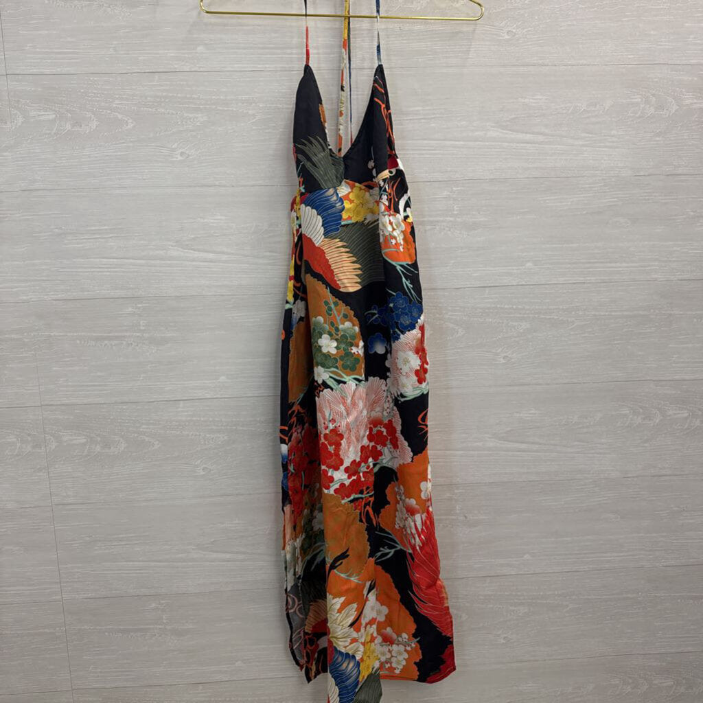 Super Dry Black/ Multi Print Midi Dress 10