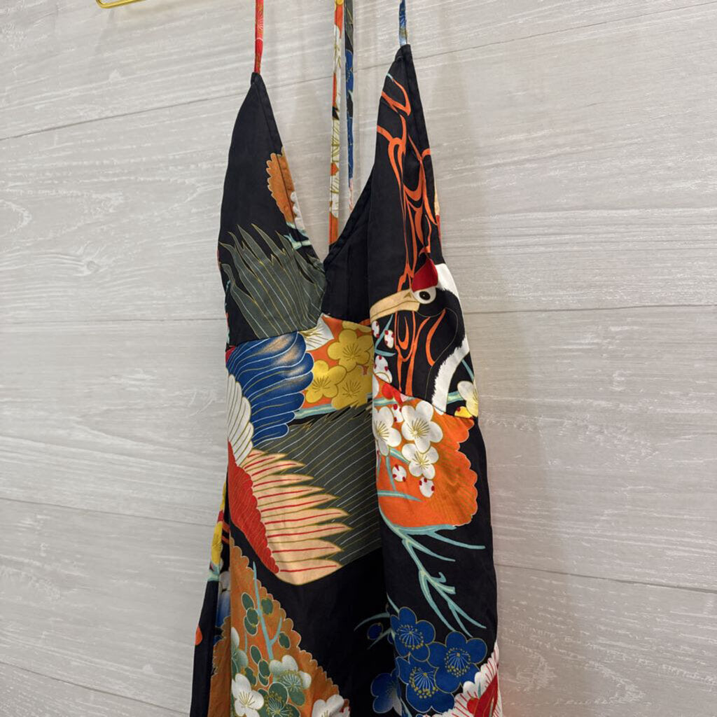 Super Dry Black/ Multi Print Midi Dress 10
