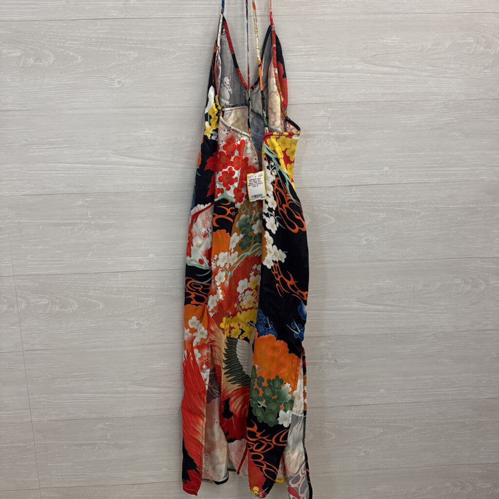 Super Dry Black/ Multi Print Midi Dress 10