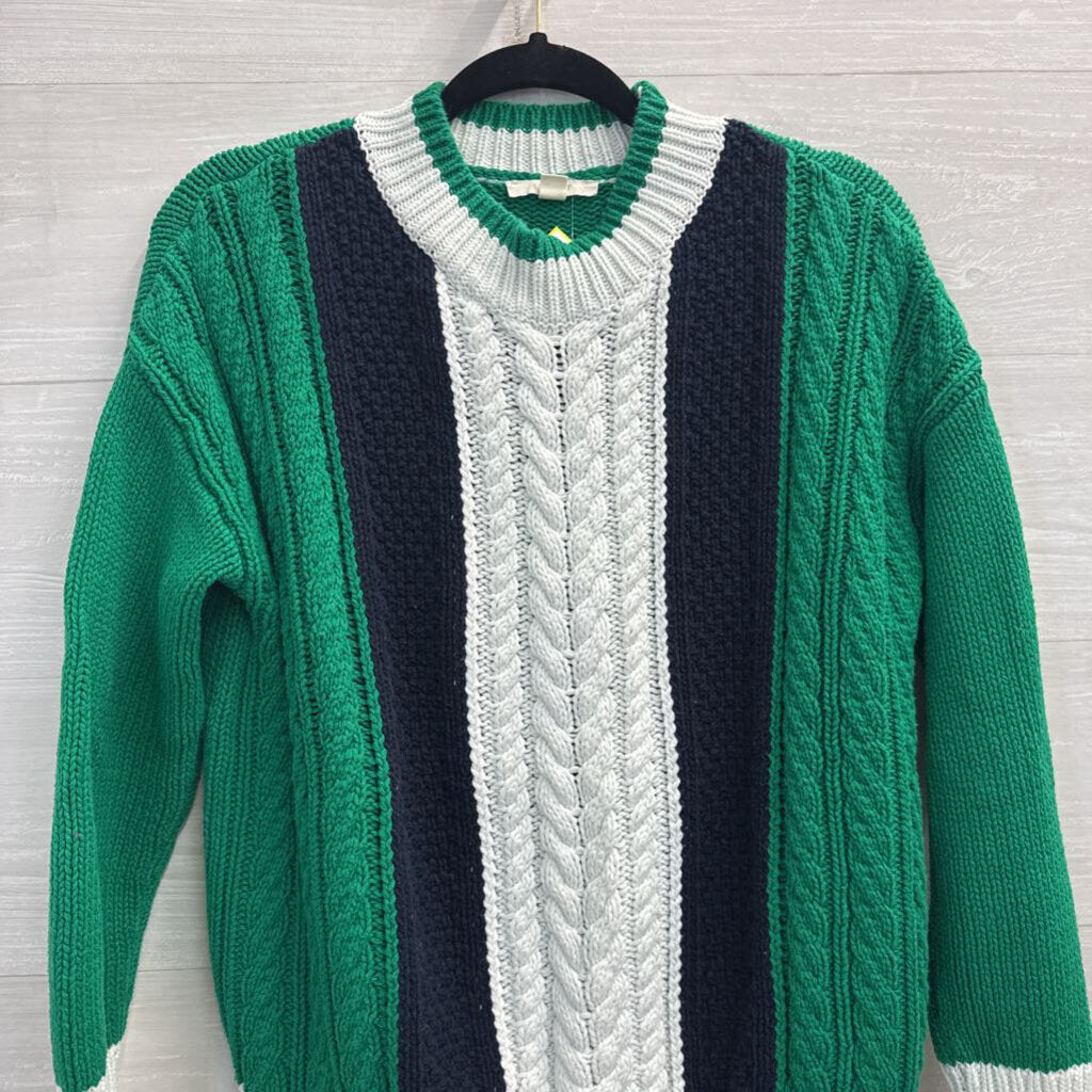 ESprit Green/ Navy/ White Cable Knit Sweater Small