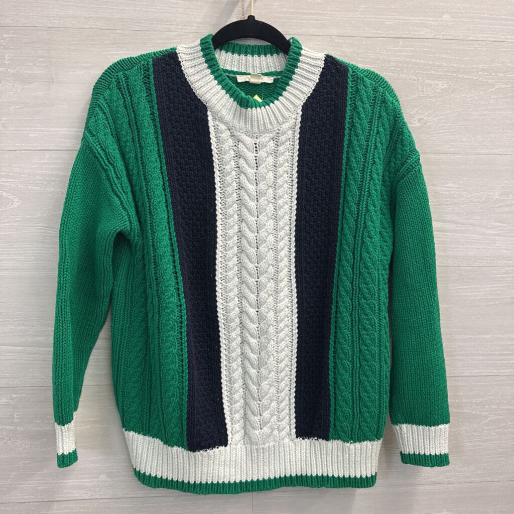 ESprit Green/ Navy/ White Cable Knit Sweater Small