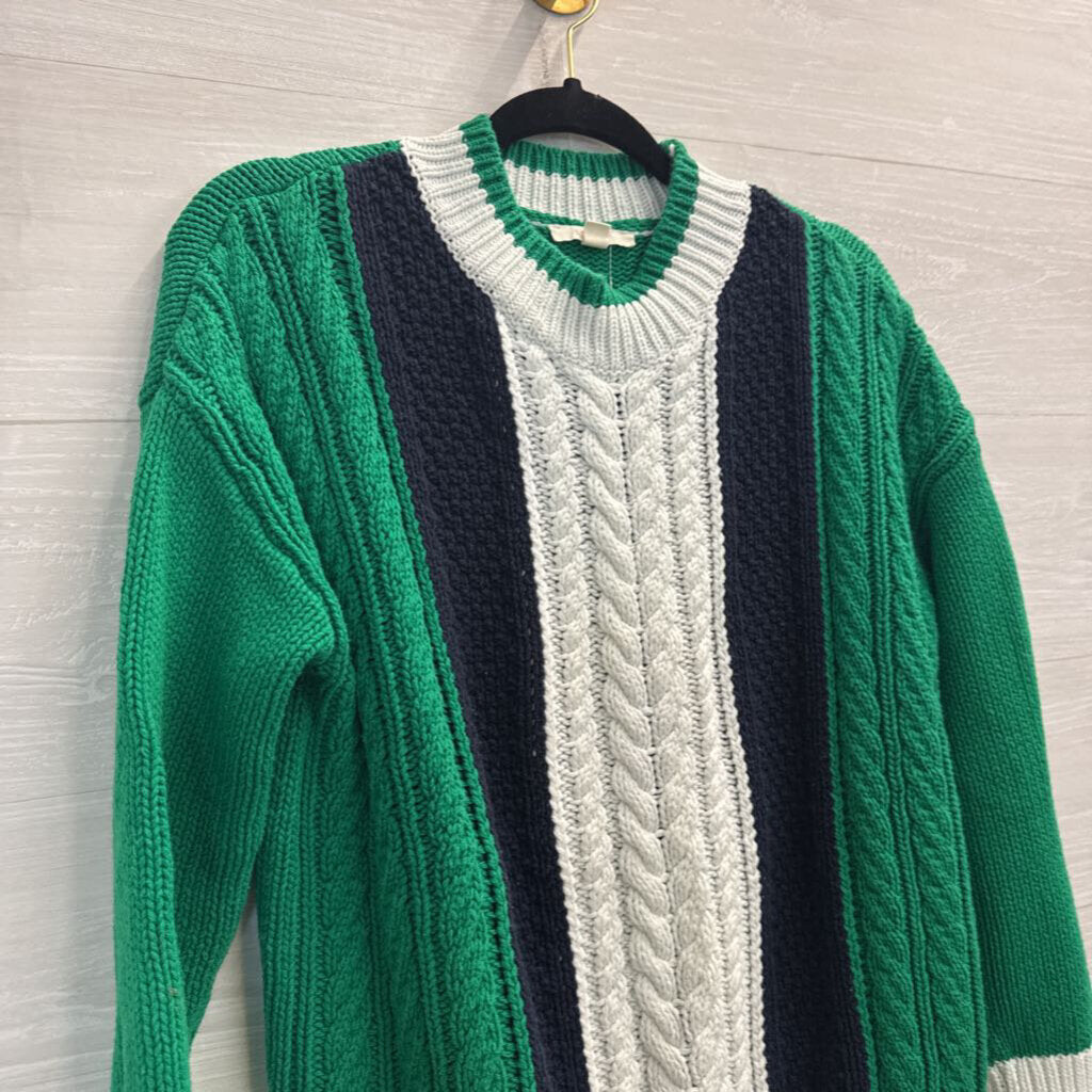 ESprit Green/ Navy/ White Cable Knit Sweater Small