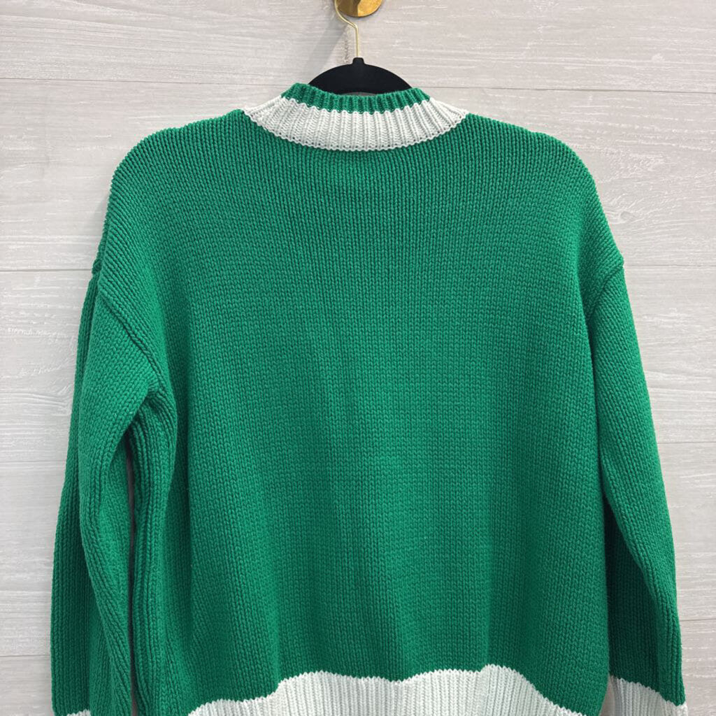 ESprit Green/ Navy/ White Cable Knit Sweater Small