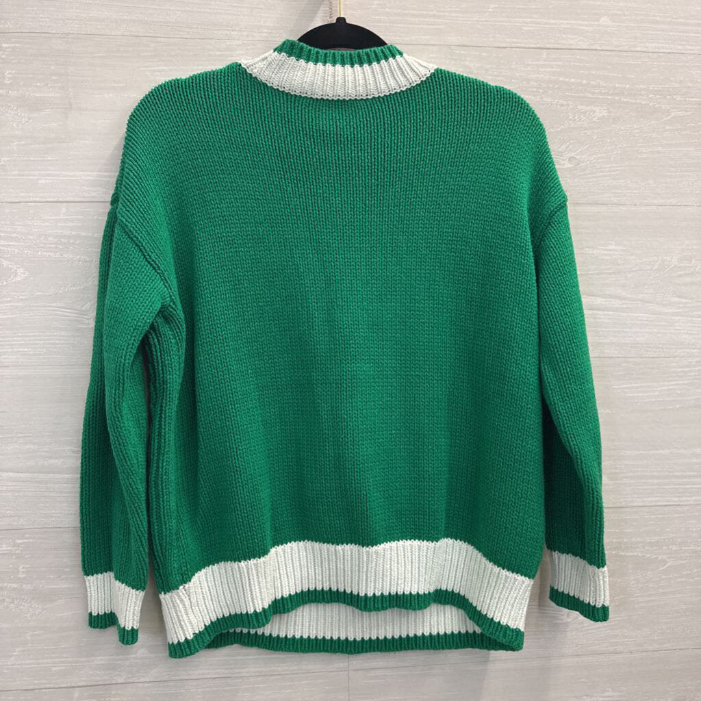 ESprit Green/ Navy/ White Cable Knit Sweater Small